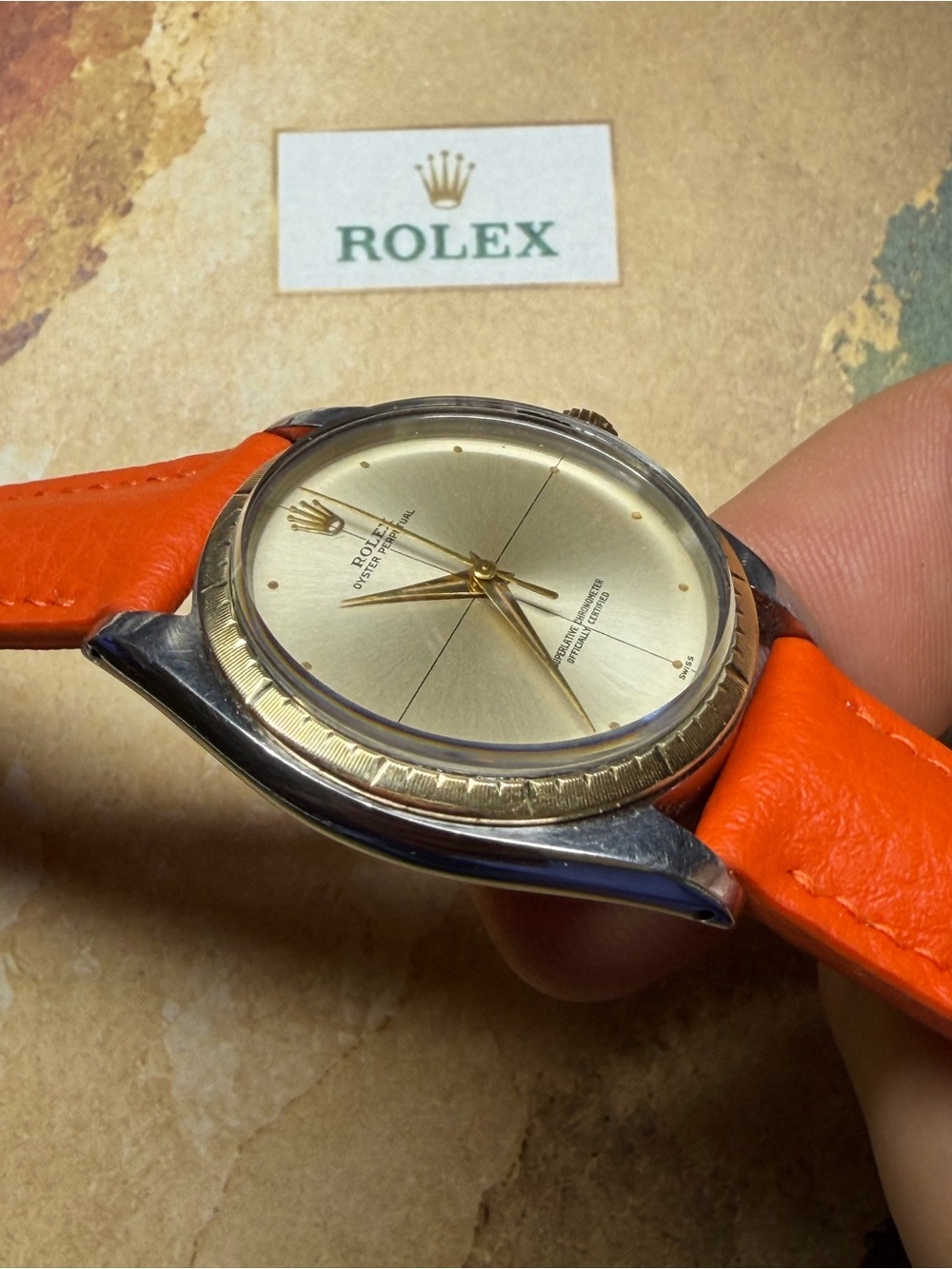 ✅ RARE Rolex with "Zephyr" dial, gold bezel/crown! Classy, Unique, & Elegant!✨👌 - Picture 9 of 11